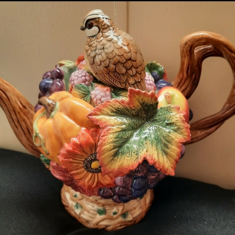 Fitz and Floyd Autumn Bounty Quail tea pot